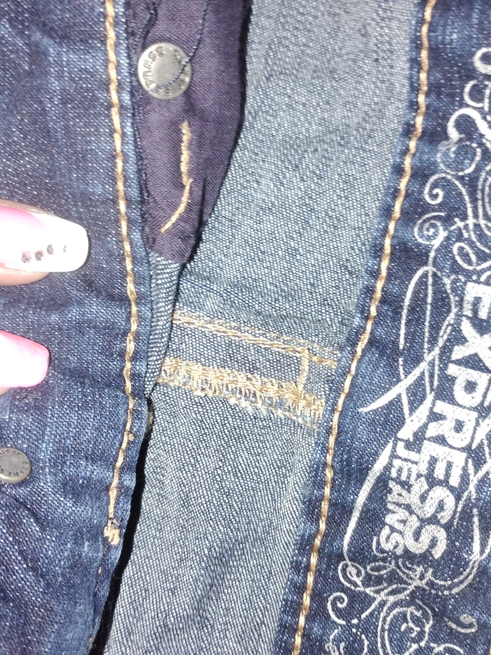 Express Women's Dark Blue Embroidered Skinny Jean Shorts